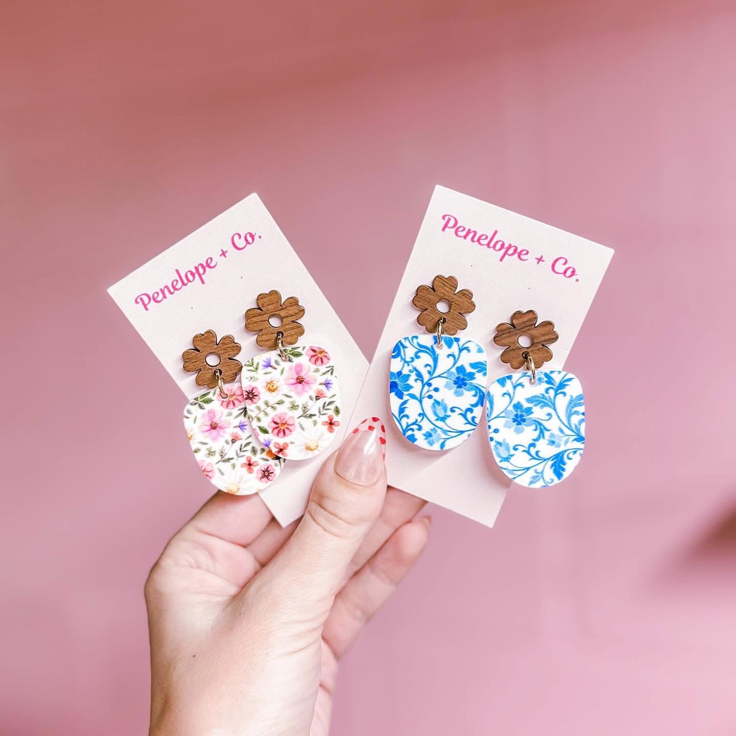 Wooden floral earrings