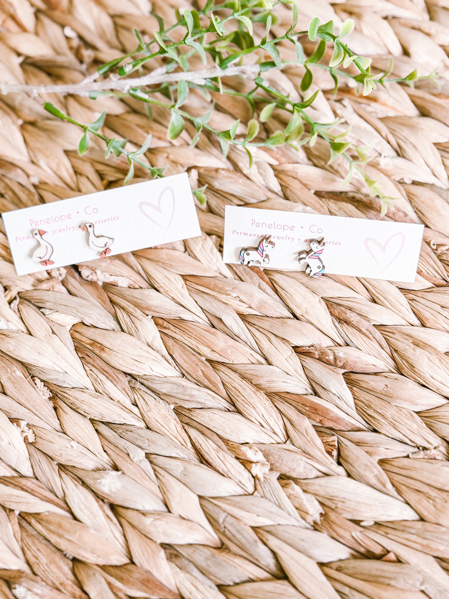 Goose + unicorn studs