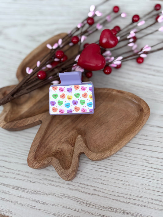 Mini conversation hearts claw clip