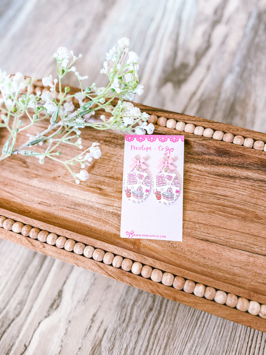 Scalloped book earrings