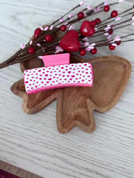 Pink hearts claw clip