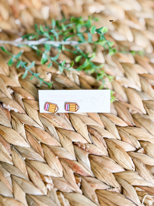 Pencil stud earrings