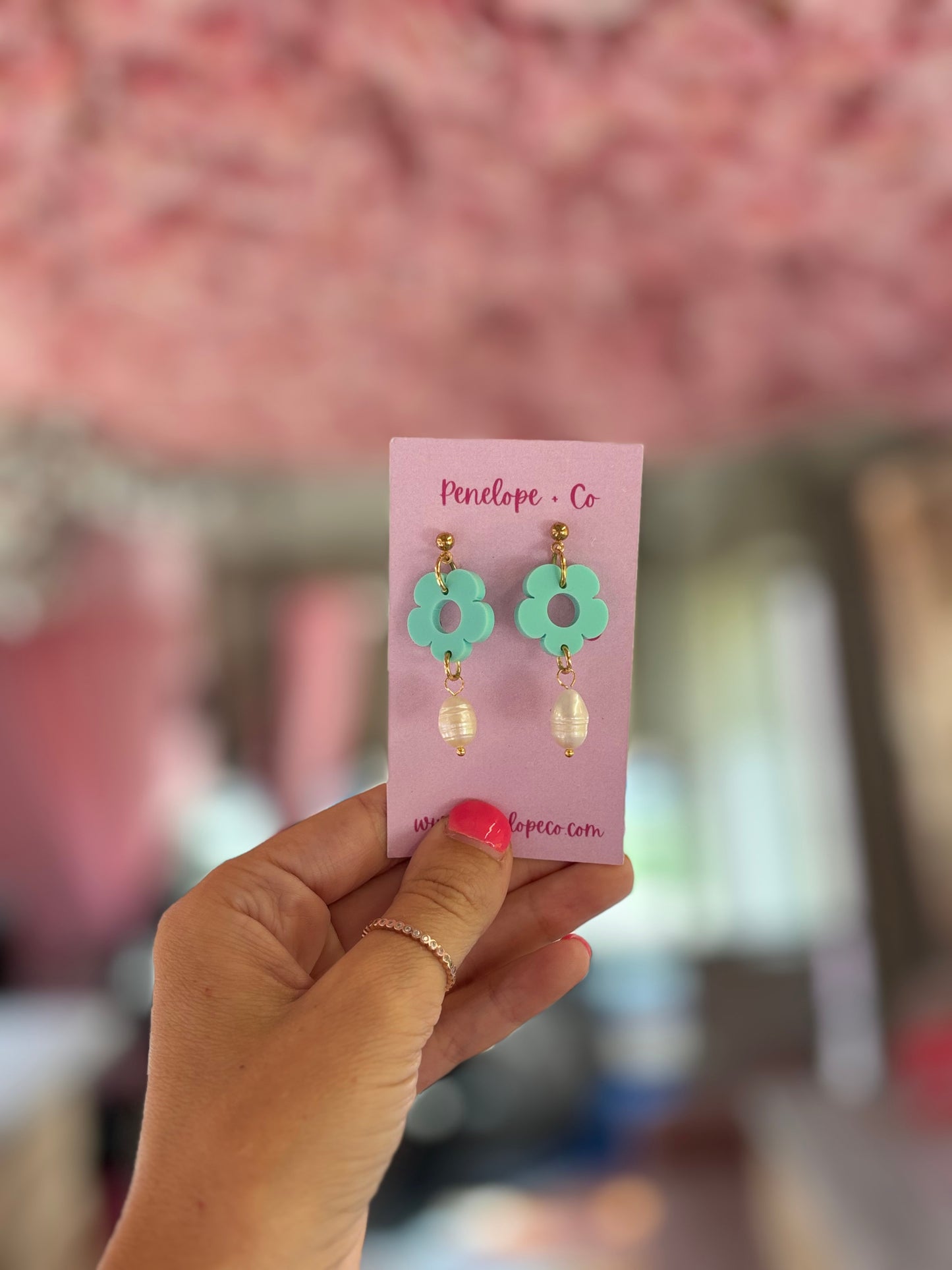 Flower + pearl dangles