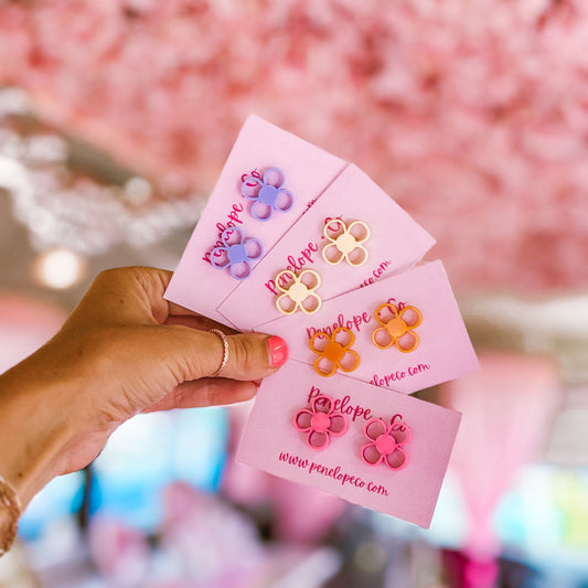 Doodle flower studs